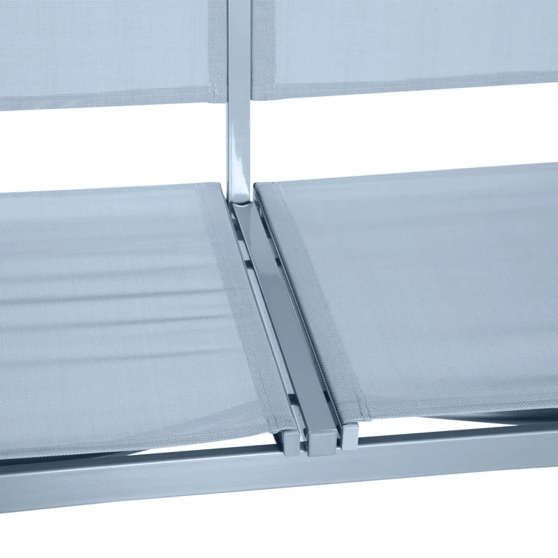 Outsunny Ensemble salon de jardin meuble de jardin 4 places en textilène 1 canapé + 2 fauteuils + 1 table casse cadre en acier gris