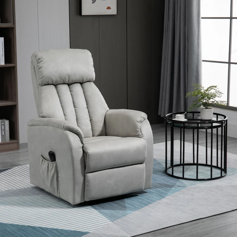HOMCOM Fauteuil de Relaxation électrique Fauteuil releveur inclinable avec Repose-Pied Ajustable Microfibre Polyester Gris