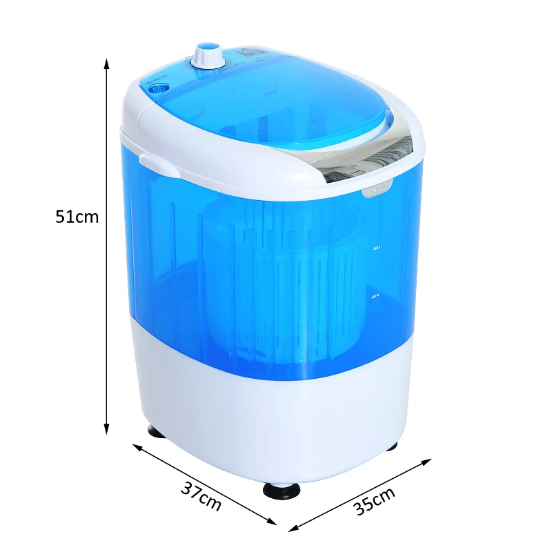 Homcom Mini Machine à Laver 170 W en Plastique Bleu 37 x 35 x 51 cm