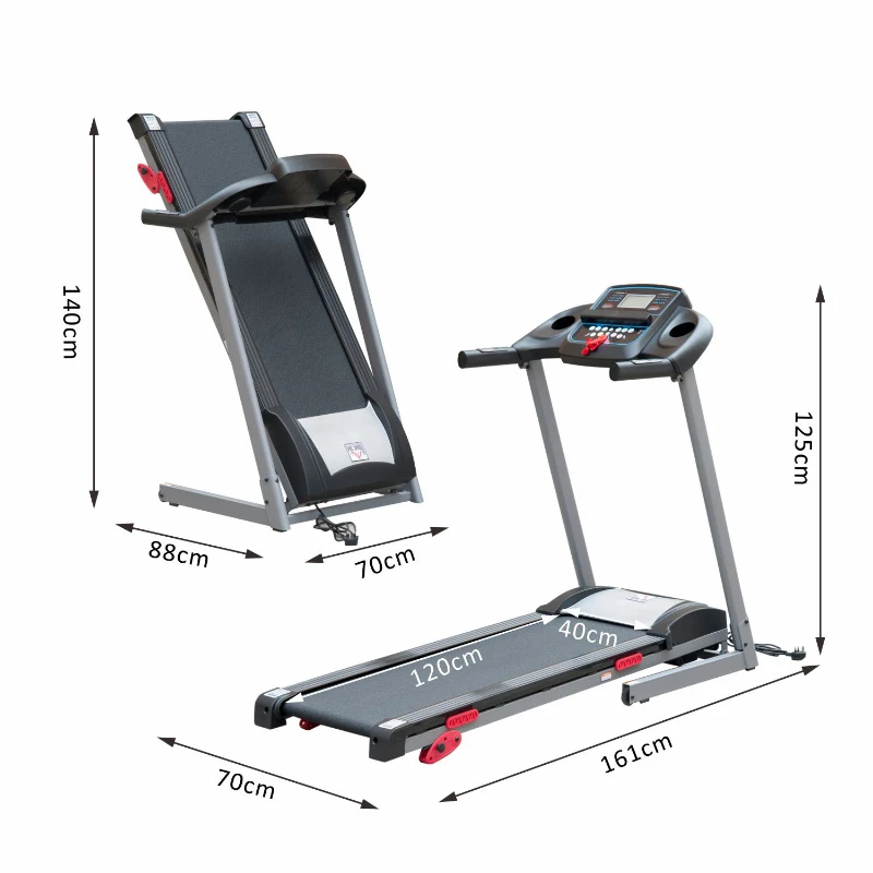 HOMCOM Tapis de course marche tapis roulant électrique pliable inclinable écran LCD avec MP3 1.75 chevaux gris noir