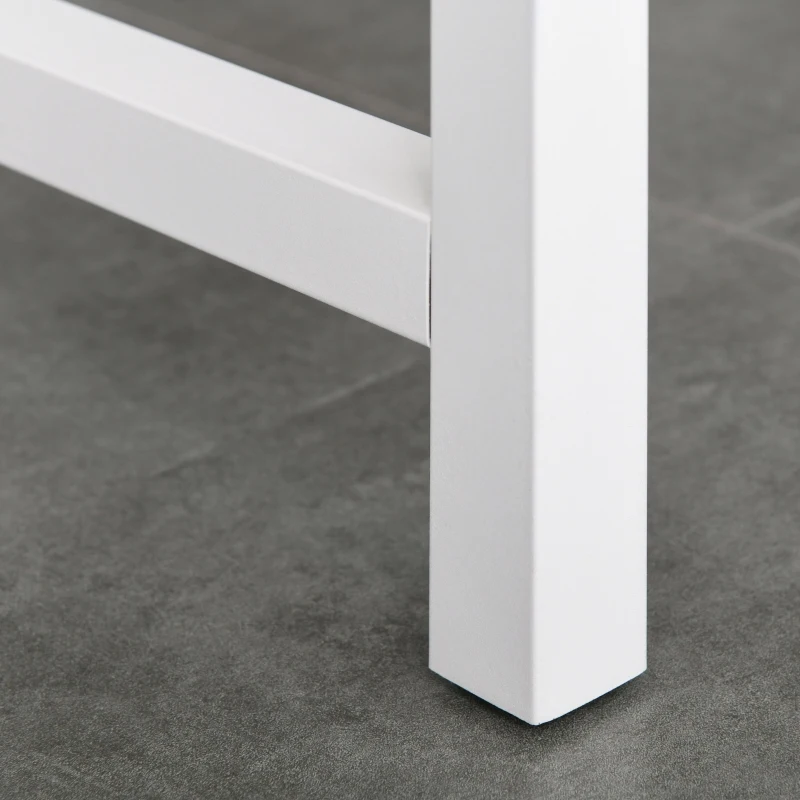 HOMCOM Table à manger 4 personnes avec rallonge 2 roulettes panneaux particules bois clair veinage blanc