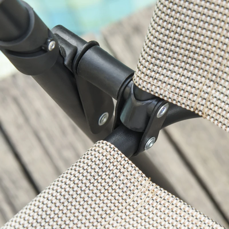 Outsunny Lot de 2 chaises de jardin pliantes avec accoudoirs métal noir textilène beige