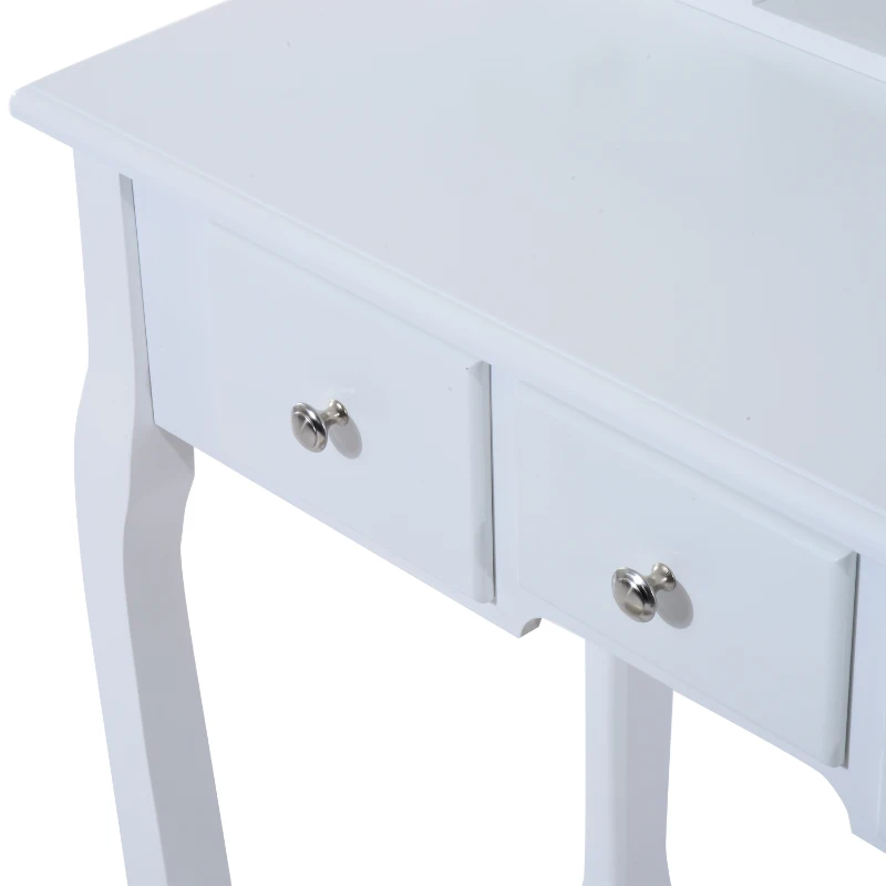 HOMCOM Coiffeuse et Tabouret Style Baroque en Bois Blanc