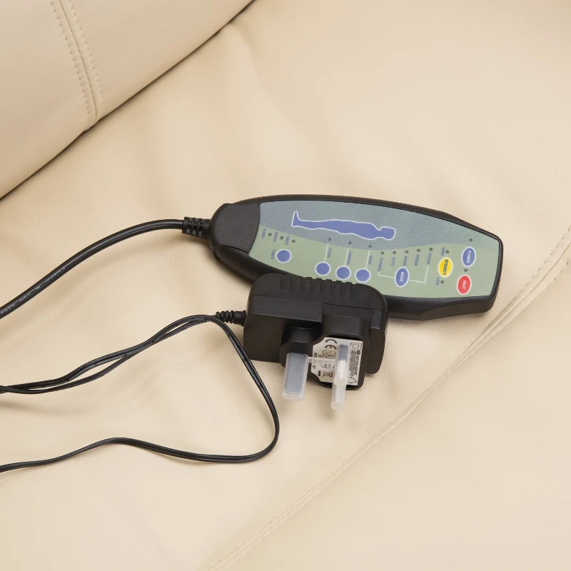 HOMCOM Fauteuil de massage et relaxation électrique chauffant pivotant inclinable avec repose-pied crème