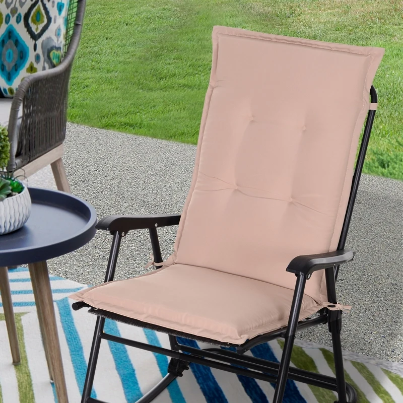 Outsunny Coussins de chaise longue - galettes de chaise de jardin - lot de 2 - dim. 120L x 50l cm - rembourrage 6 cm - cordons et ceinture d'attache - polyester beige