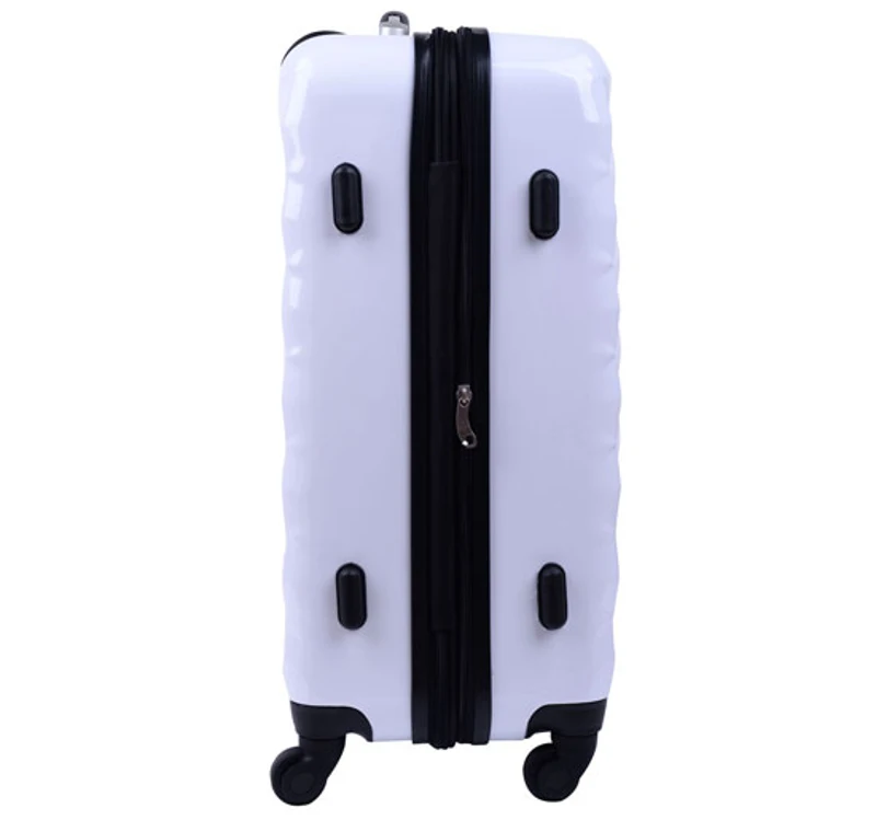 VALISE RIGIDE DE VOYAGE TROLLEY BAGAGE A ROULETTES ABS BLANC 60 LITRES NEUF 11