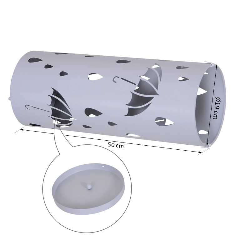 Homcom Porte-parapluies design gris clair