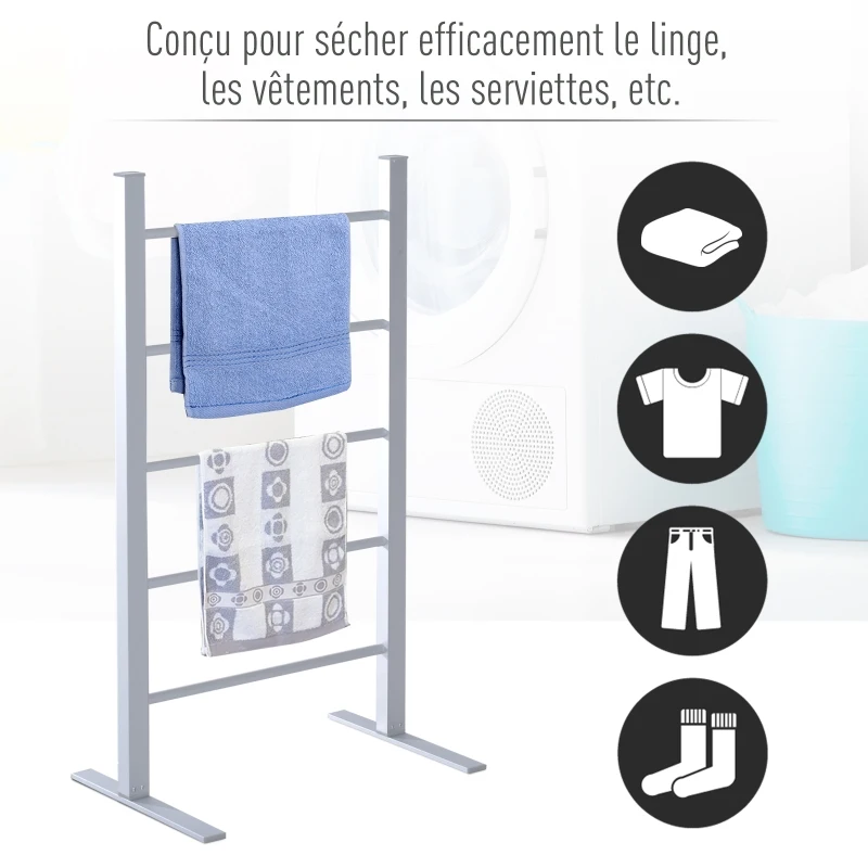 HOMCOM Séchoir à linge étendoir à linge électrique L 58 x l 39 l x H 105 cm 5 niveaux pliable aluminium argent 32
