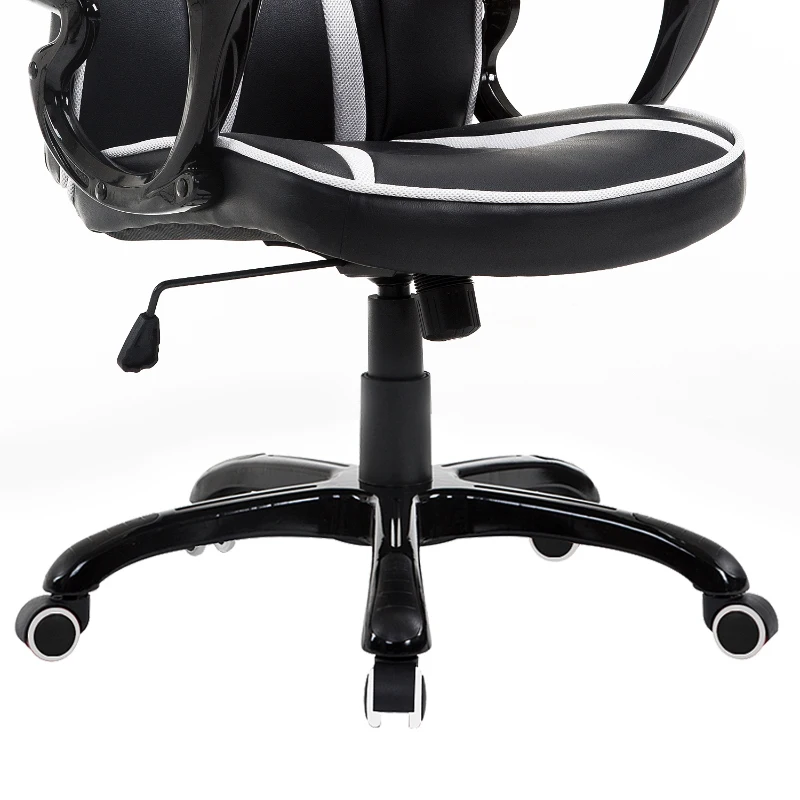 HOMCOM Chaise / fauteuil de bureau gaming Racing à bascule pivotant confortable accoudoirs rembourrés noir et blanc