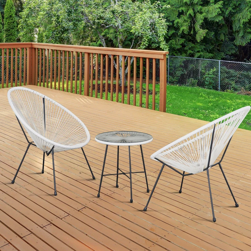 Outsunny Ensemble de jardin Acapulco Blanc