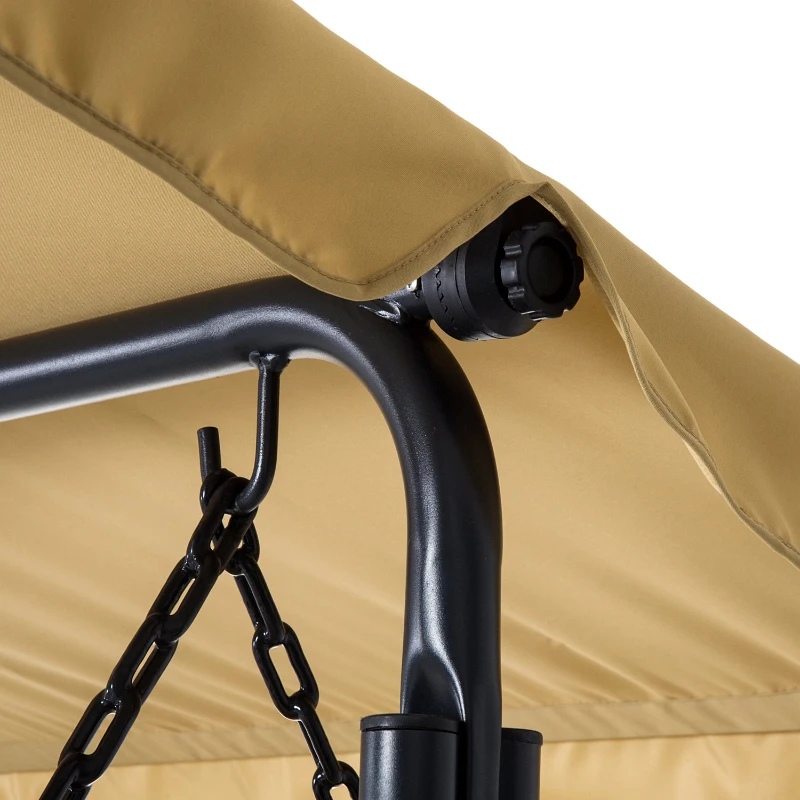 Outsunny Balancelle hamac de jardin 2 places grand confort inclinaison toit réglable 1,6L x 1,17l x 1,73H m métal époxy noir polyester beige