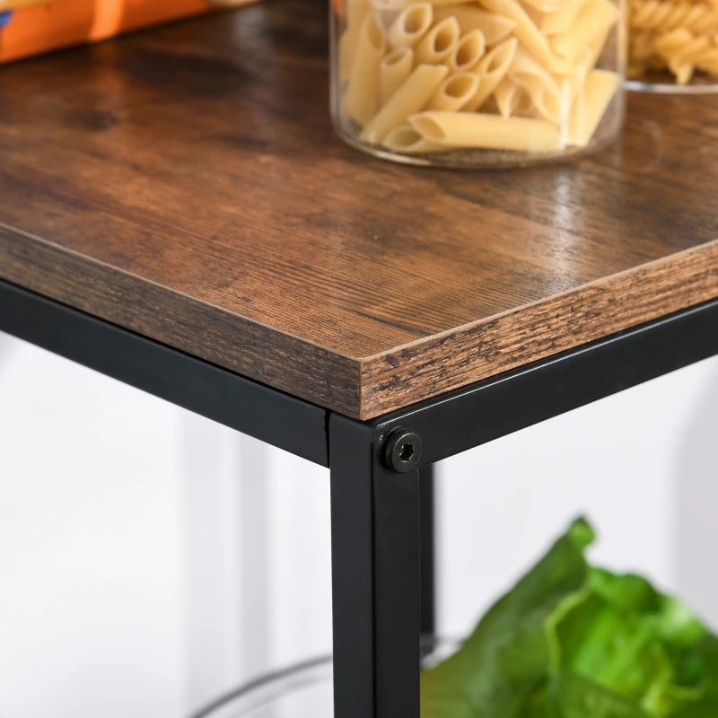 HOMCOM Étagère bibliothèque séparateur de pièce style industriel modulable 6 étagères métal noir MDF aspect vieux bois chêne