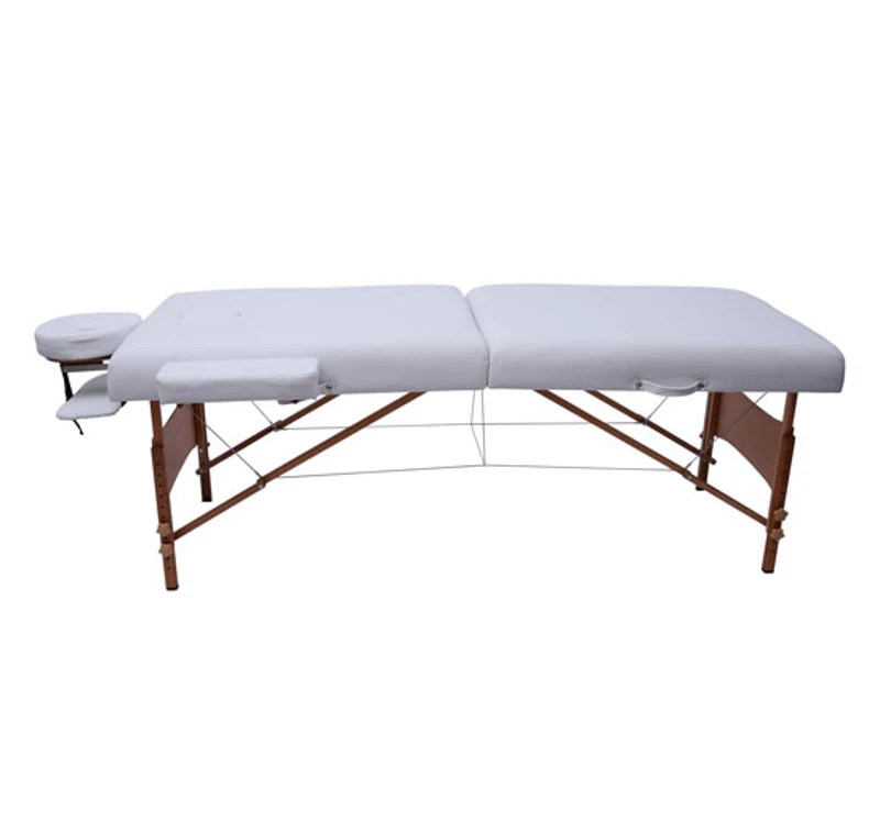 LIT/TABLE DE MASSAGE COSMETIQUE PLIABLE EN BOIS 2 ZONES EPAISSEUR 10CM BLANC NEUF 28