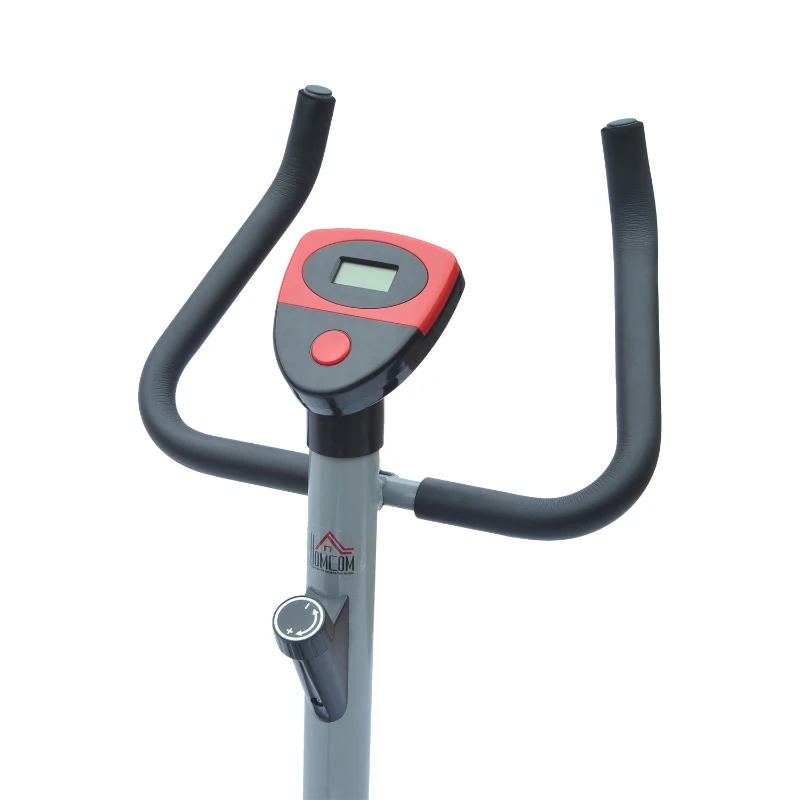 Vélo D’appartement Compteur LCD Selle Réglable Acier Argent et Rouge