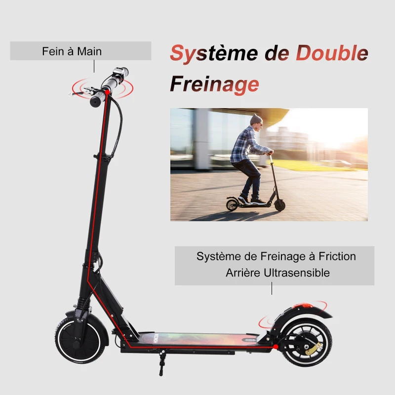 Homcom Trottinette électrique pliable 250 W pour adulte enfant 14 ans min. 25 Km/h max. autonomie 15 km max. écran LCD alu. métal noir
