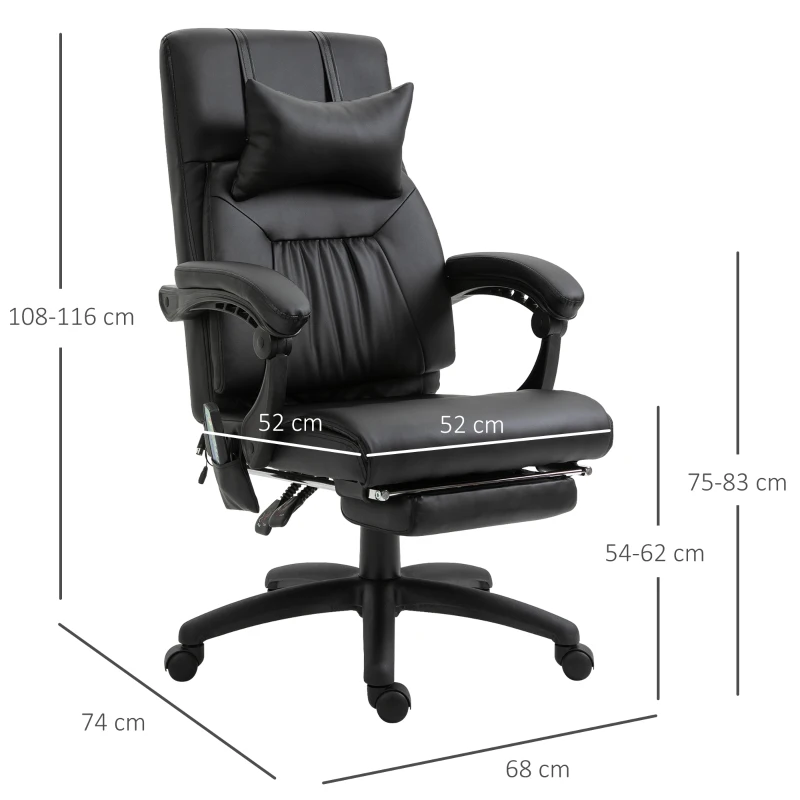 Fauteuil de bureau manager massant chauffant inclinable noir