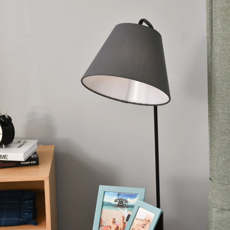 HOMCOM Table de nuit lampadaire table d'appoint lampadaire design contemporain noir marron