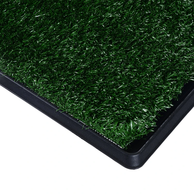 PawHut Litière gazon synthétique chiens toilette portable à pelouse double plateau amovible 76L x 51l x 3H cm noir vert