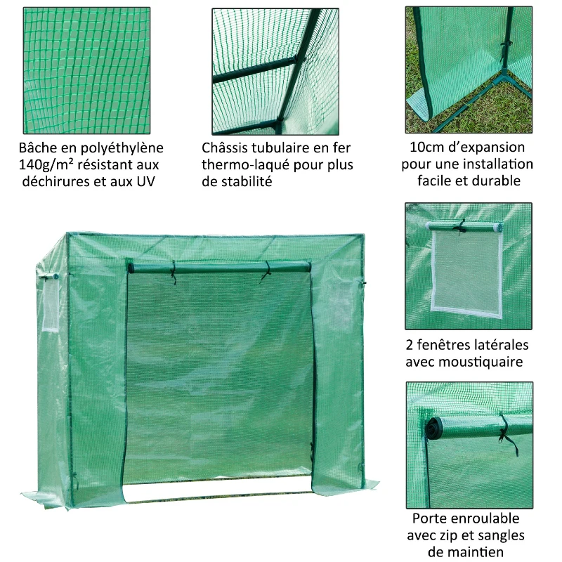 Outsunny Serre de Jardin en Métal Vert 198 x 77 x 168 cm