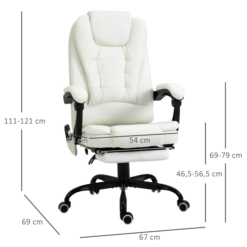 Fauteuil de bureau direction massant chauffant repose-pied intégré revêtement PU