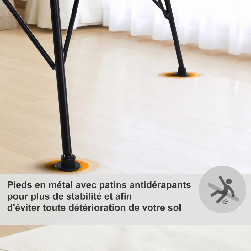 HOMCOM Lot de 2 chaises de salle à manger, chaise de cuisine, style néo-rétro, accoudoirs dossier ergonomiques, cadre PP, 4 pieds croisés métal, 57,5 x 53,5 x 86 cm, noir