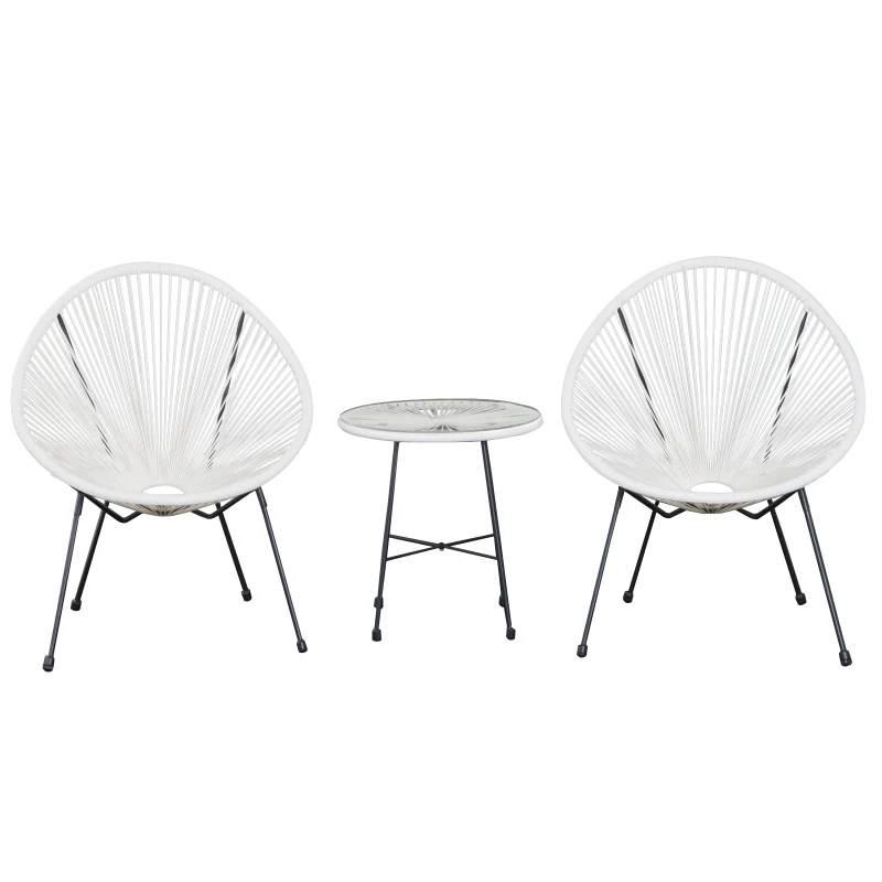 Outsunny Ensemble de jardin Acapulco Blanc