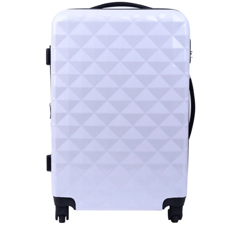 VALISE RIGIDE DE VOYAGE TROLLEY BAGAGE A ROULETTES ABS BLANC 60 LITRES NEUF 11