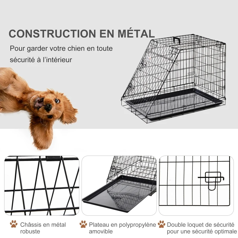 Pawhut Cage de transport pour chien taille XL dim. 93L x 58l x 65H cm métal noir