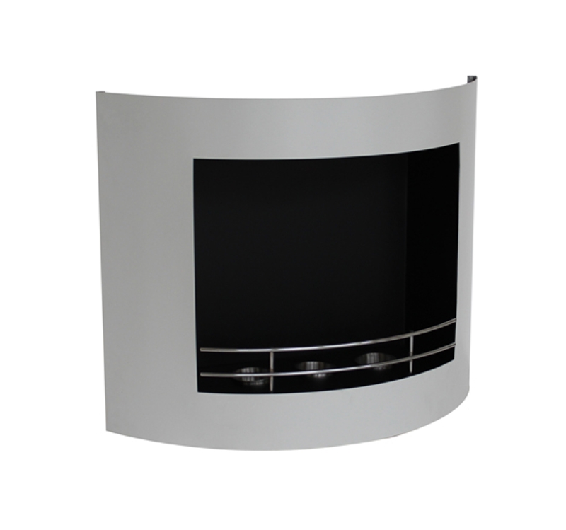Cheminee bio ethanol murale a gel acier inoxydable 3 bruleurs design blanc neuf 27
