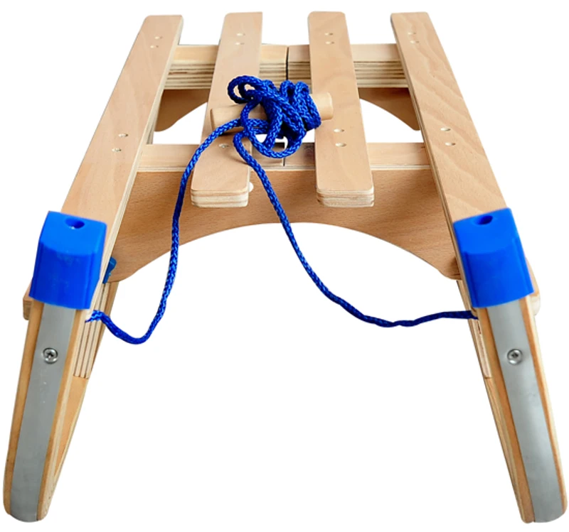 LUGE EN BOIS TRAINEAU PLIABLE AVEC CORDE BLEU 80CM NEUF 04