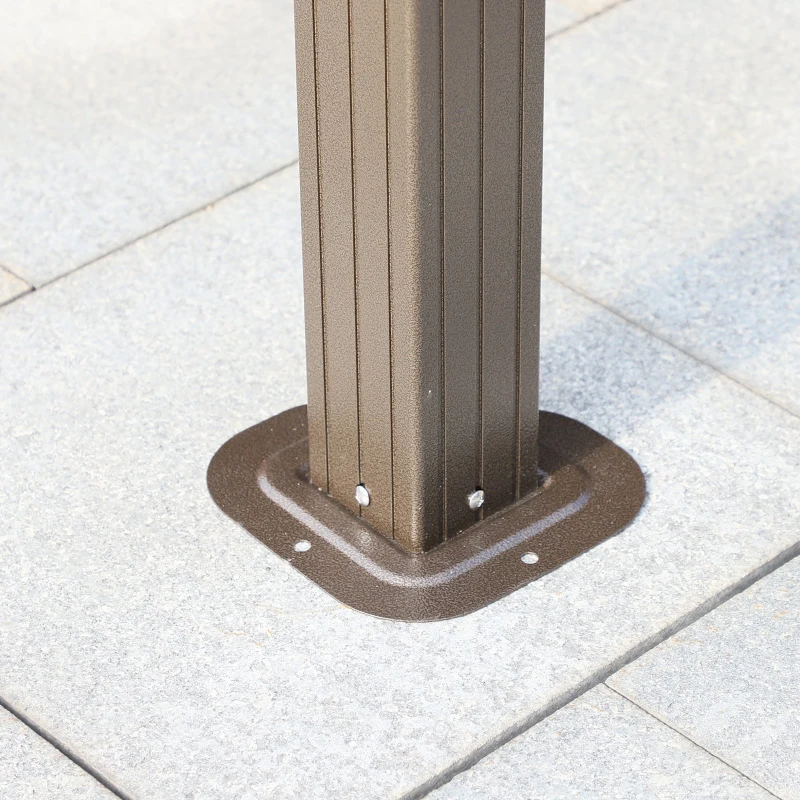 Outsunny Tonnelle pavillon de jardin rigide panneaux toit alu. et métal époxy dim. 2,98L x 2,98l x 2,6H m 4 parois latérales anti-UV 4 moustiquaires beige marron moucheté