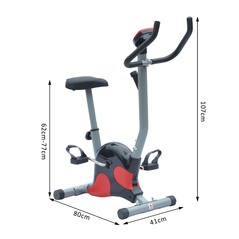 Vélo D’appartement Compteur LCD Selle Réglable Acier Argent et Rouge