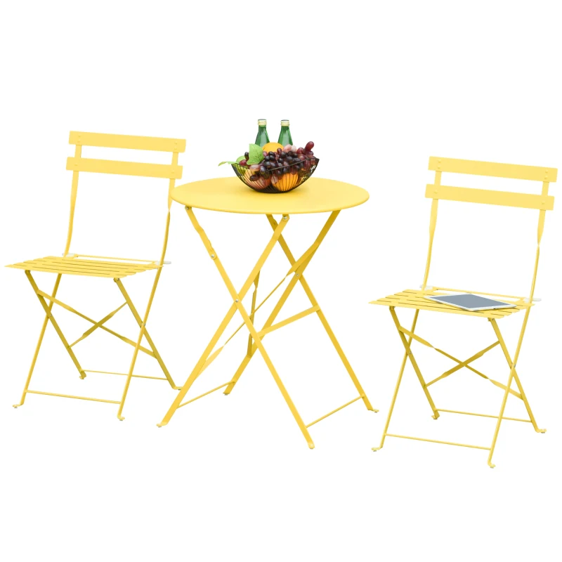 Ensemble table ronde + 2 chaises d'exterieur bistrot en métal turquoise oviala