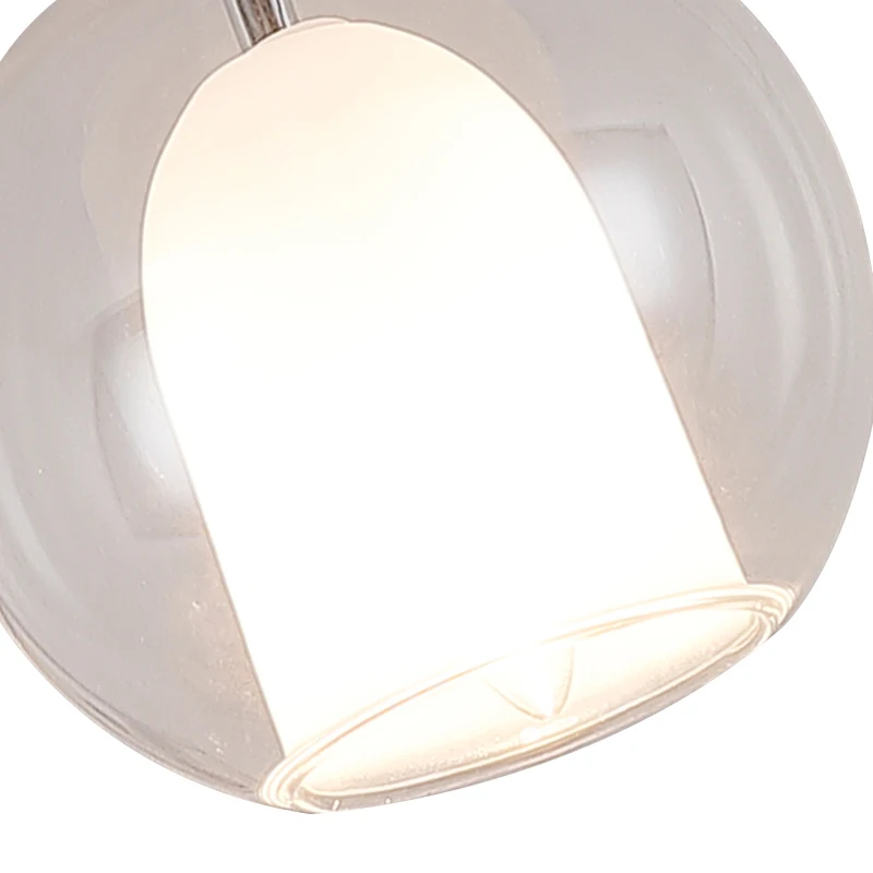 HOMCOM Lustre suspension style néo-rétro double verre transparent + opaque 40 W Ø 18 x 38H cm