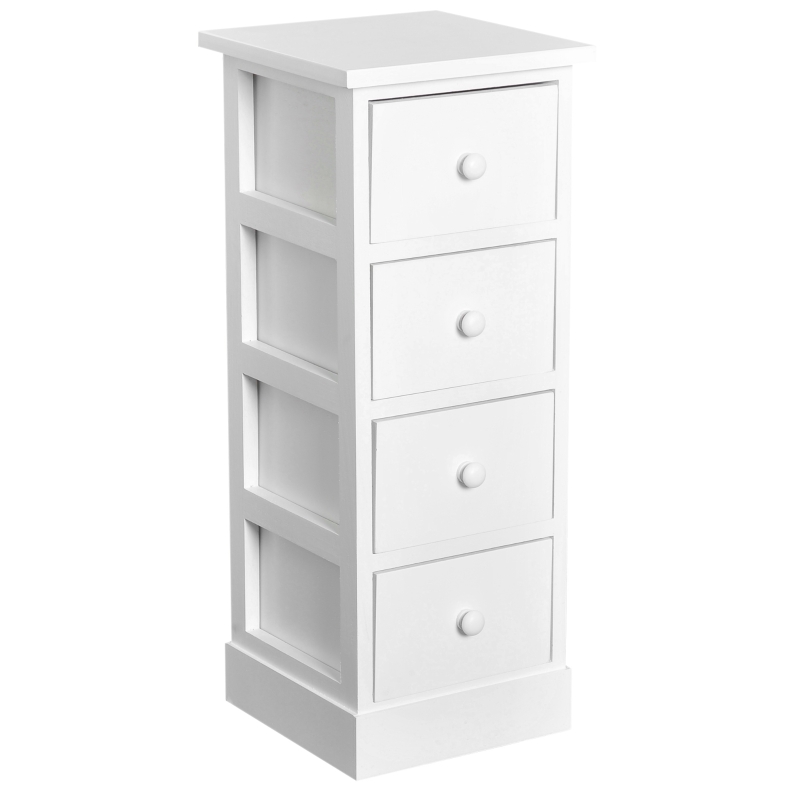 Homcom Lot de 2 Chiffonniers 4 Tiroirs Blanc 26 x 30 x 62 cm