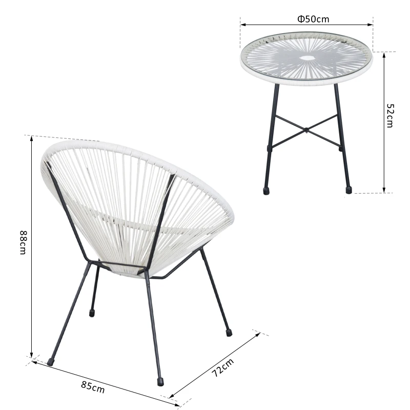 Outsunny Ensemble de jardin Acapulco Blanc