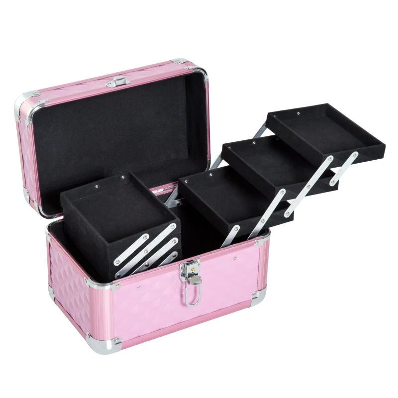 Coffret à maquillage et bijoux 28 x 18 x 20 cm rose noir