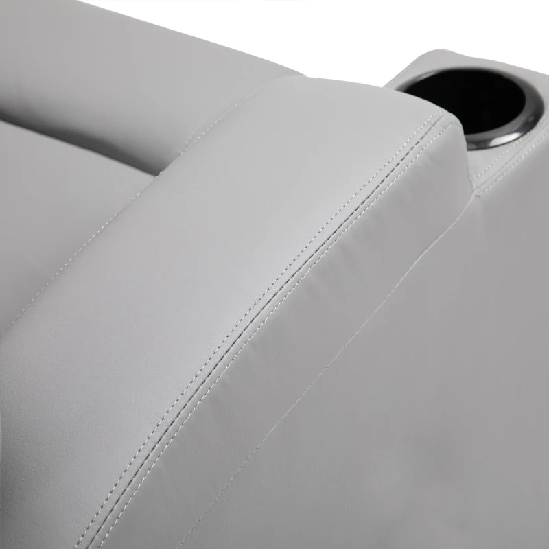 HOMCOM Fauteuil Luxe de Relaxation et Massage Chauffant Inclinaison Dossier Repose-Pied électrique revêtement synthétique Gris