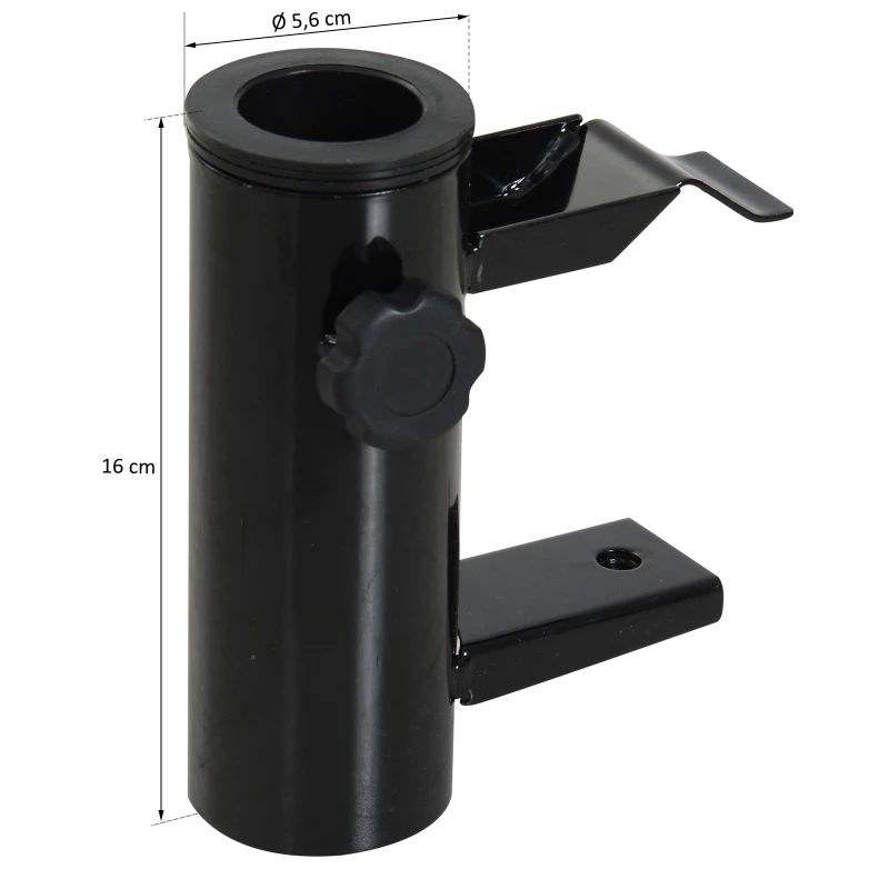 Outsunny Support à parasol fixation de parasol pour balcon barrière garde-corps métal plastique noir