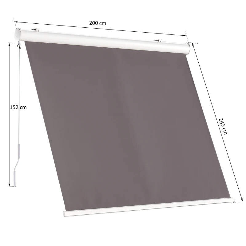 Outsunny Store banne manuel inclinaison réglable protection UV aluminium polyester imperméabilisé 2 x 2,45 m gris