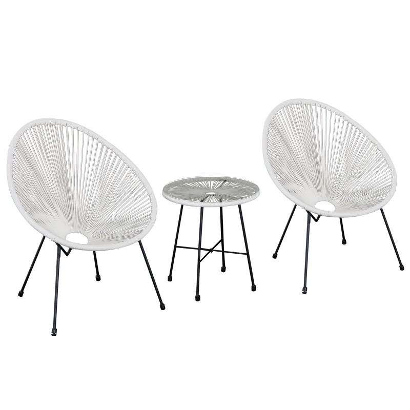 Outsunny Ensemble de jardin Acapulco Blanc