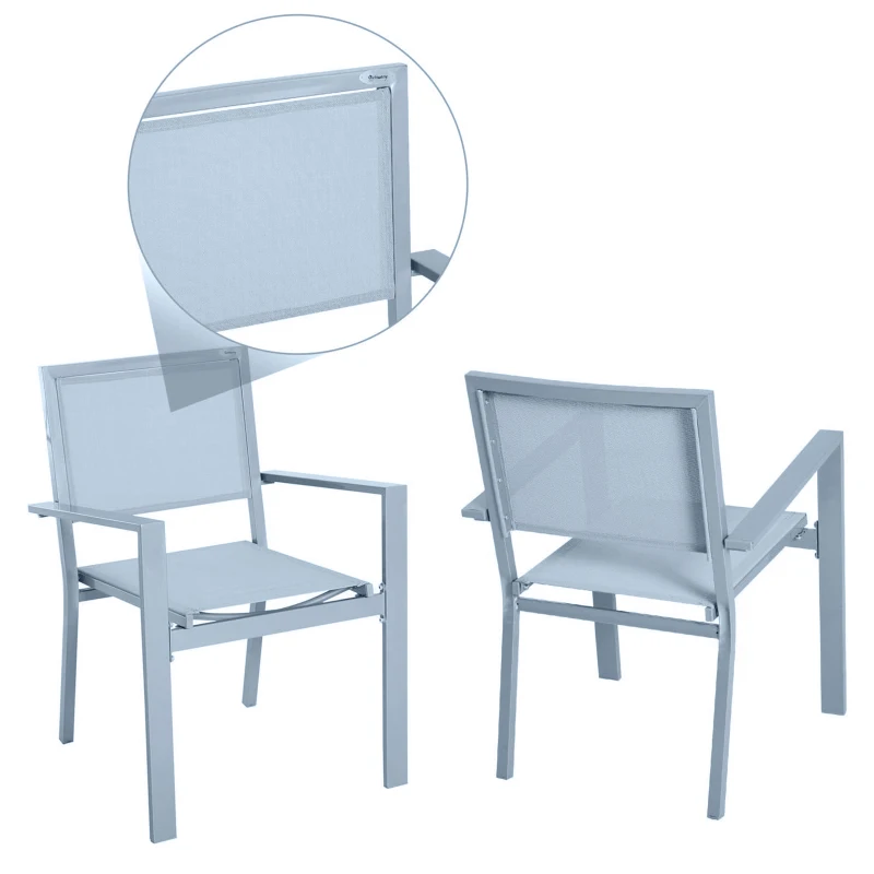 Outsunny Ensemble salon de jardin meuble de jardin 4 places en textilène 1 canapé + 2 fauteuils + 1 table casse cadre en acier gris