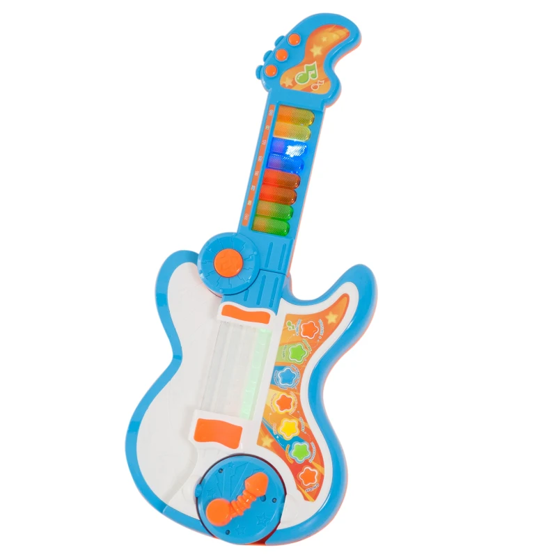 HOMCOM Guitare enfant instrument de musique 3 en 1 guitare, piano, batterie + effets lumineux