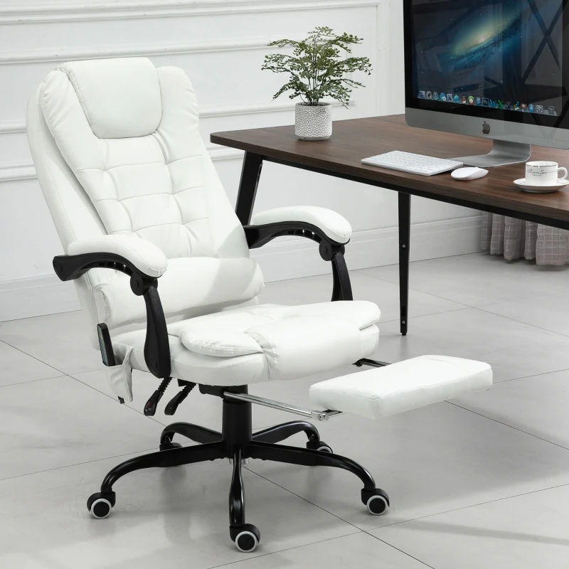 Fauteuil de bureau direction massant chauffant repose-pied intégré revêtement PU