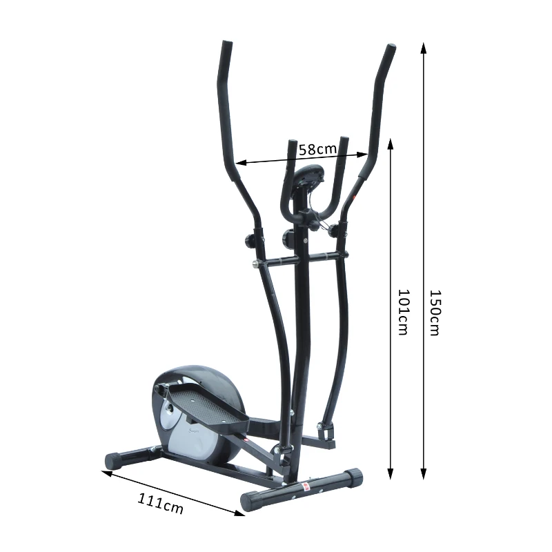 HOMCOM Vélo Elliptique Vélo d'Appartement Cardio Magnétique avec Compteur LCD Guidon Pivotant Acier Noir et Argent