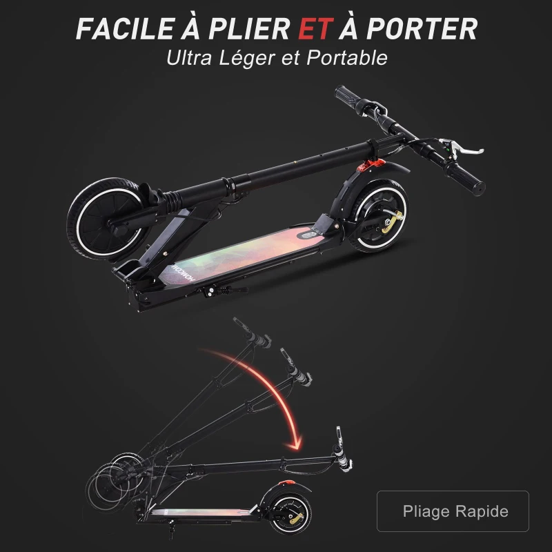 Homcom Trottinette électrique pliable 250 W pour adulte enfant 14 ans min. 25 Km/h max. autonomie 15 km max. écran LCD alu. métal noir