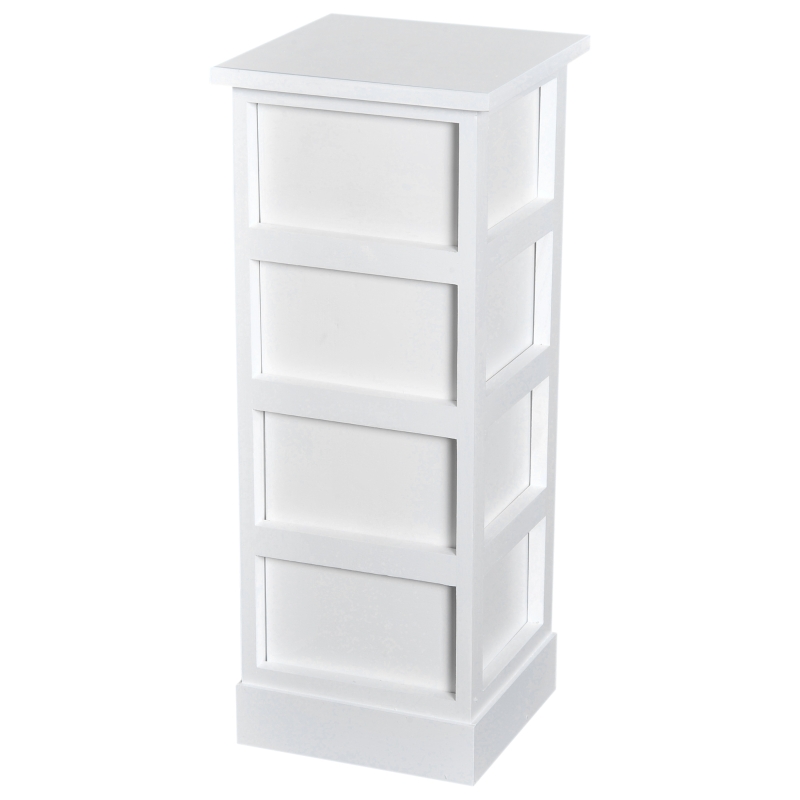 Homcom Lot de 2 Chiffonniers 4 Tiroirs Blanc 26 x 30 x 62 cm
