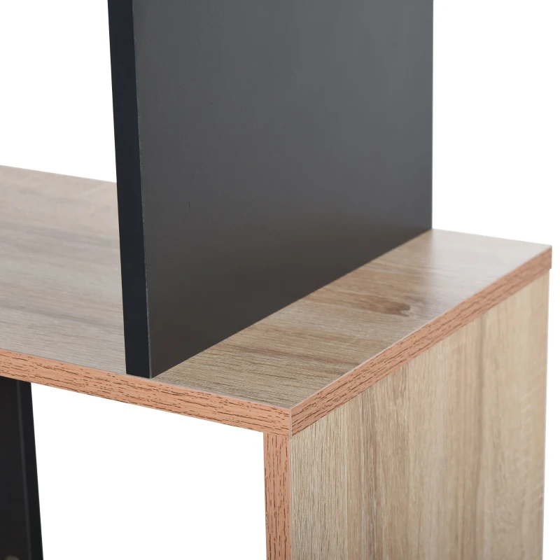 HOMCOM Bibliothèque étagère meuble de rangement design contemporain en S 4 étagères 60L x 30l x 136H cm chêne clair gris