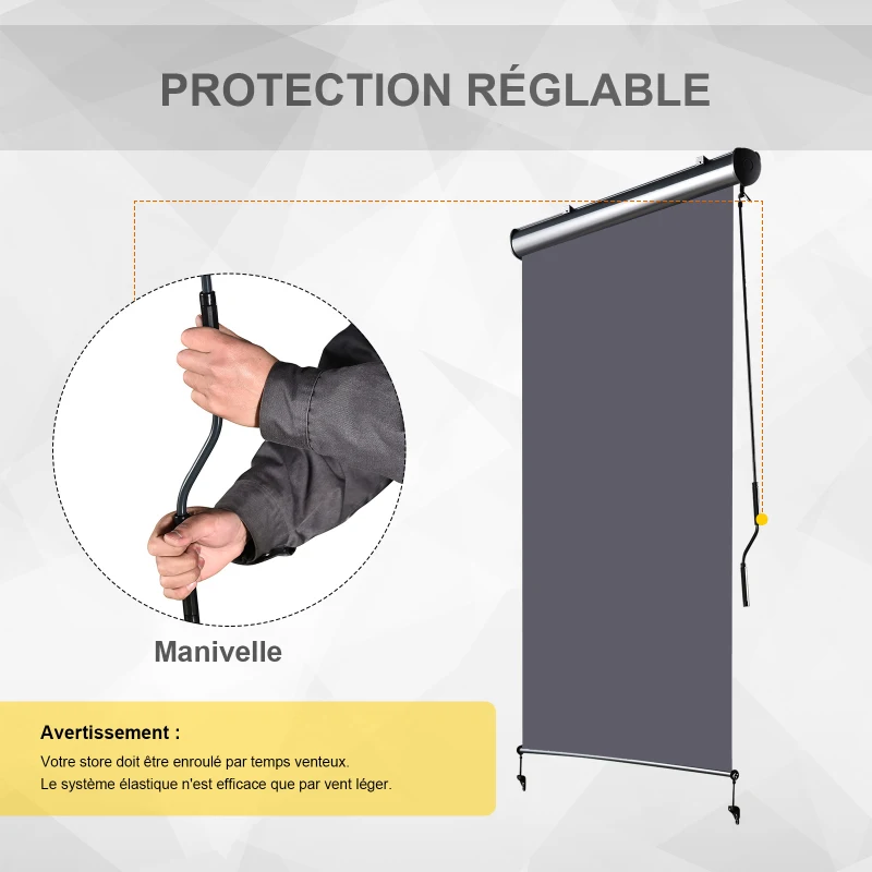 Store extérieur vertical manuel rétractable gris