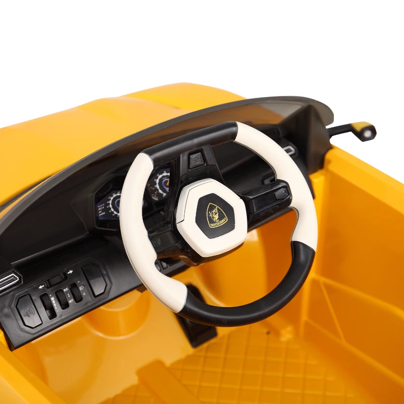 HOMCOM Lamborghini Urus Concept Voiture Électrique pour Enfant 3-8 Ans 3-4KM/H 2.4G 6V Télécommande Klaxon Phare Jaune